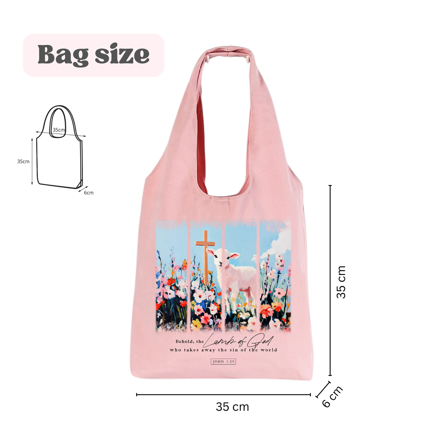 🐑 Lamb of God Tote Bag (Pastel Pink)