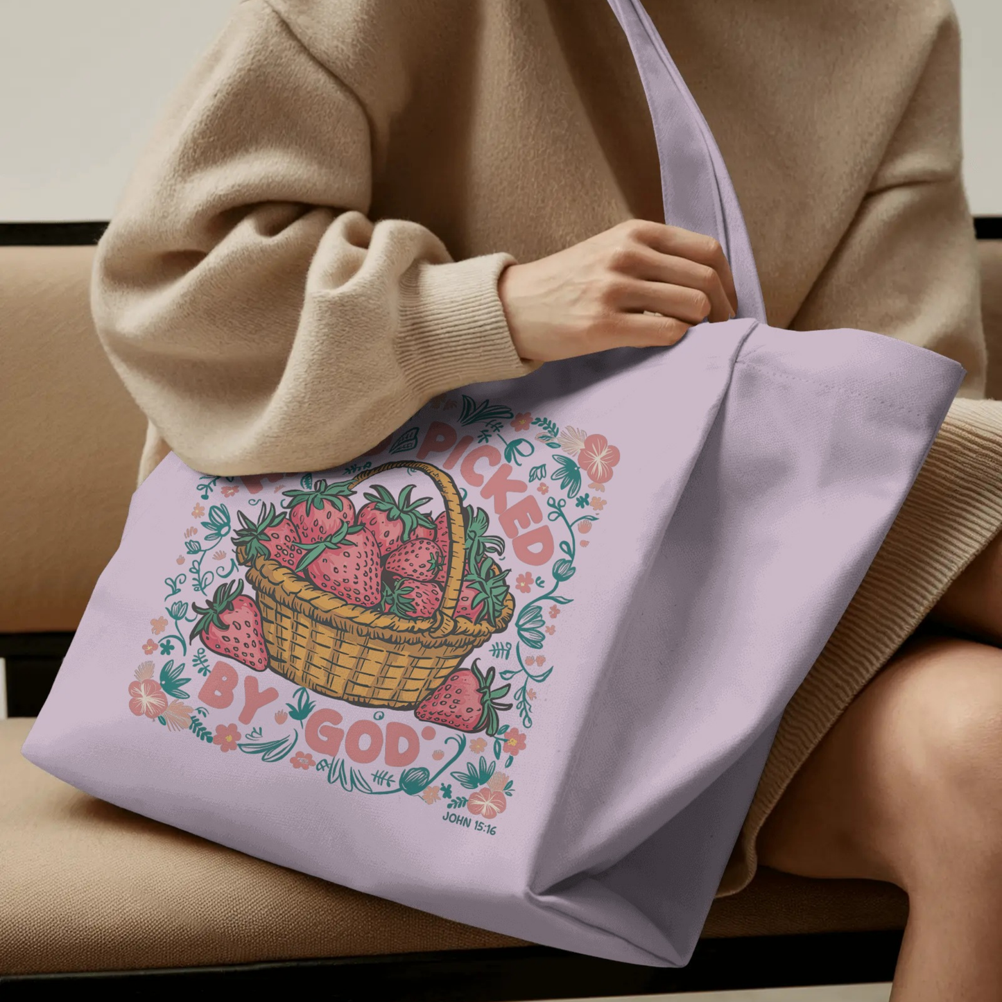 🍓 Handpicked by God Tote Bag (Pink)
