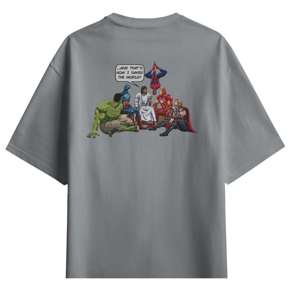 JESUS SAVED - CHRISTIAN T-SHIRT (GRAY)