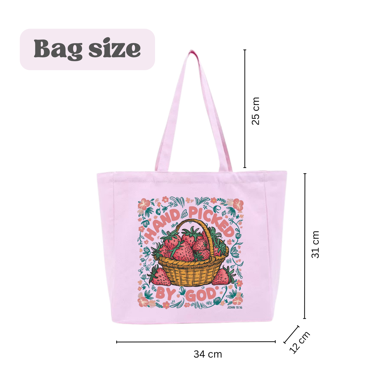 🍓 Handpicked by God Tote Bag (Pink)