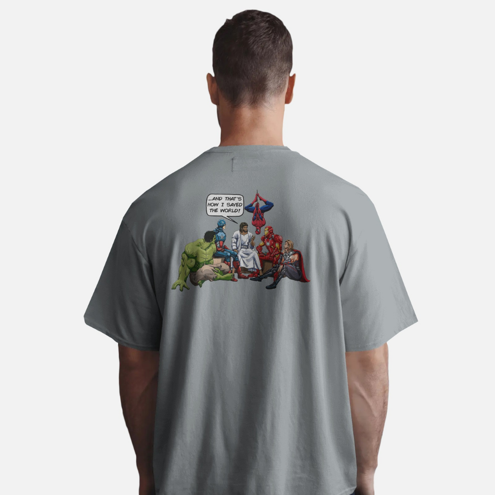 JESUS SAVED - CHRISTIAN T-SHIRT (GRAY)