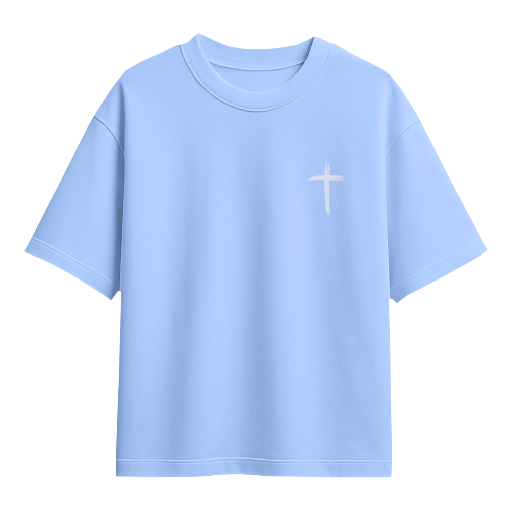 JESUS SAVED - CHRISTIAN T-SHIRT (LIGHT BLUE)