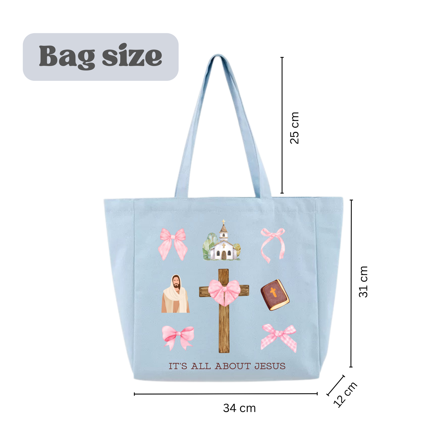 🕊️ It's All About Jesus Tote Bag (Blue)