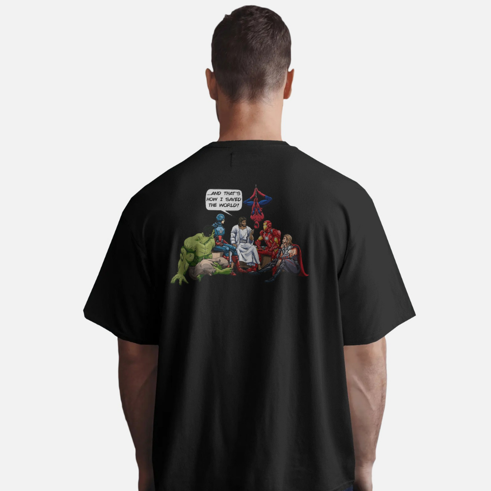 JESUS SAVED - CHRISTIAN T-SHIRT (GRAY)