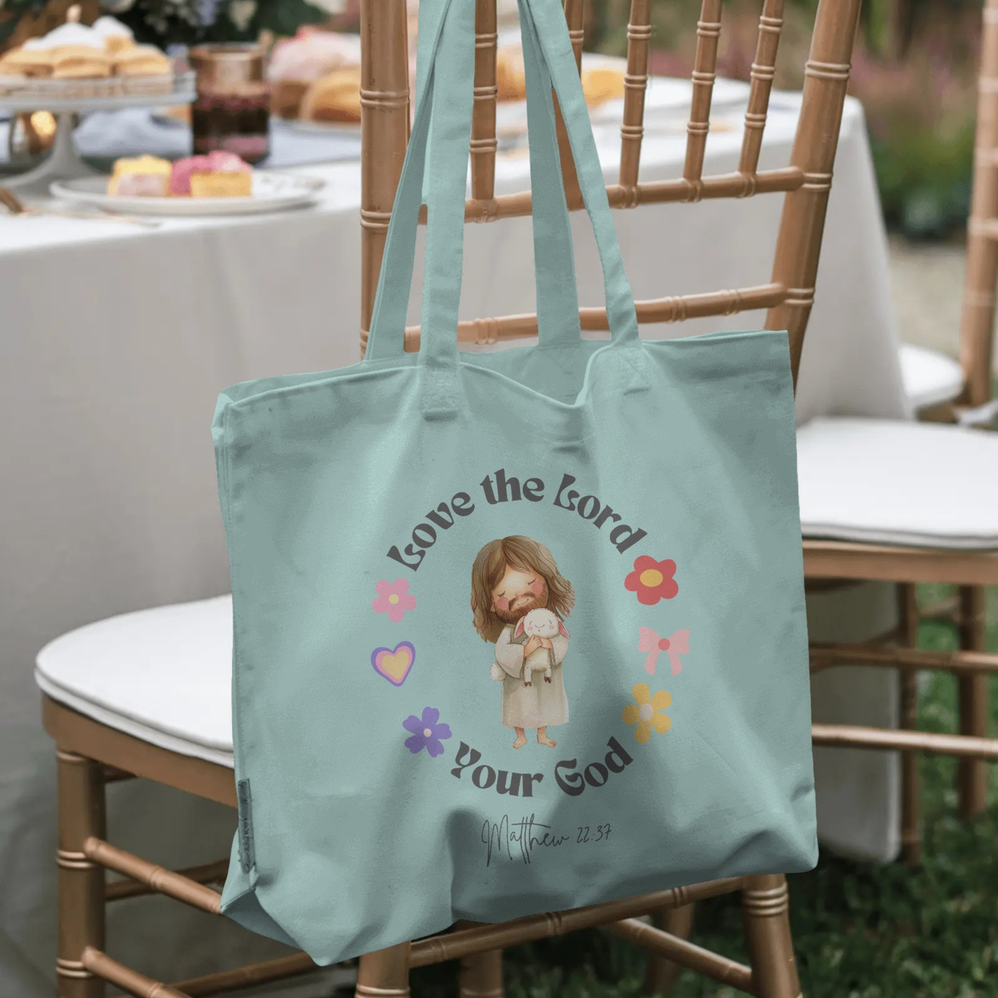 🌼 Love the Lord Your God Tote Bag (Mint Green)