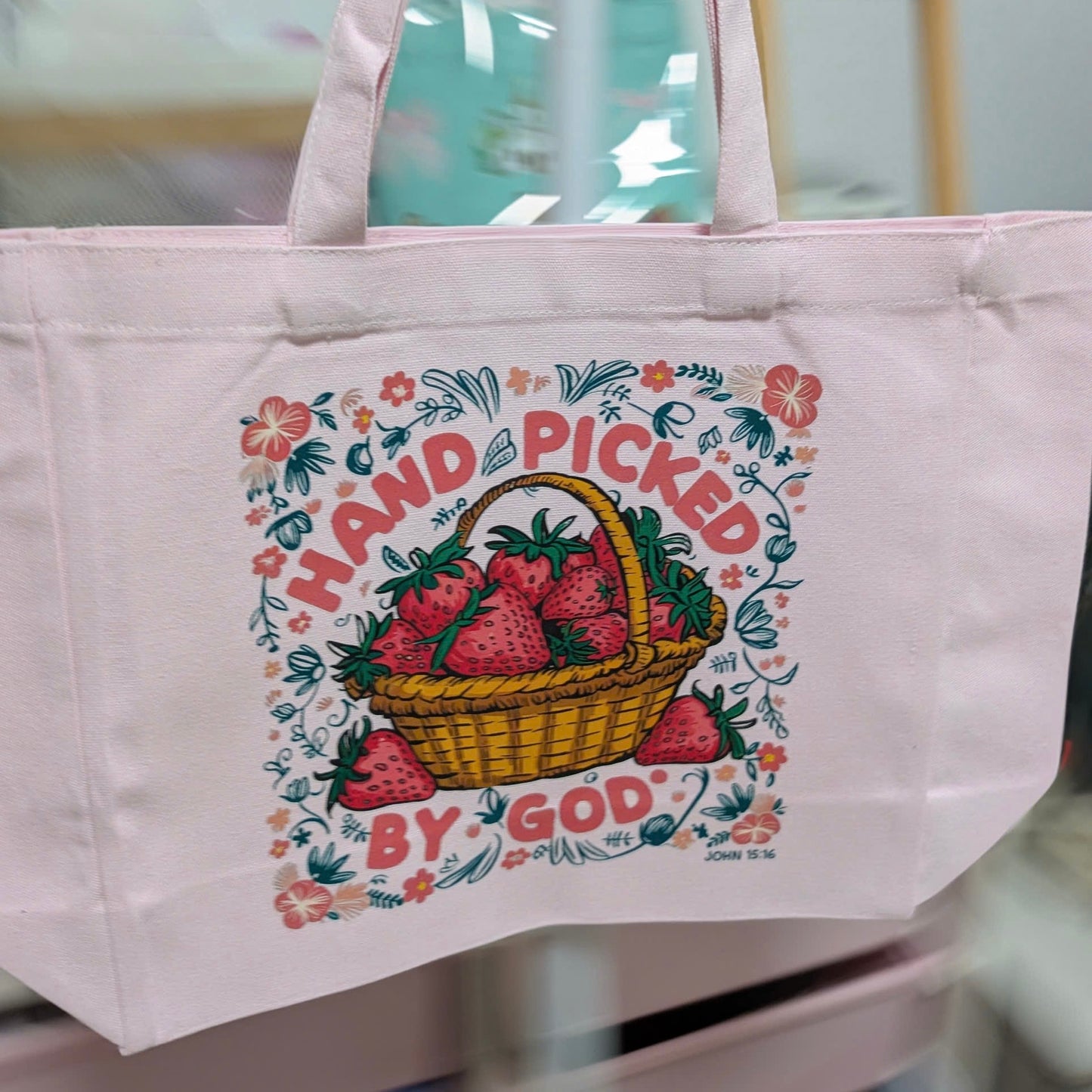 🍓 Handpicked by God Tote Bag (Pink)