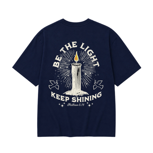BE THE LIGHT - CHRISTIAN T-SHIRT (NAVY BLUE)