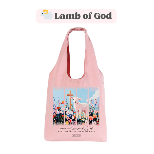 🐑 Lamb of God Tote Bag (Pastel Pink)
