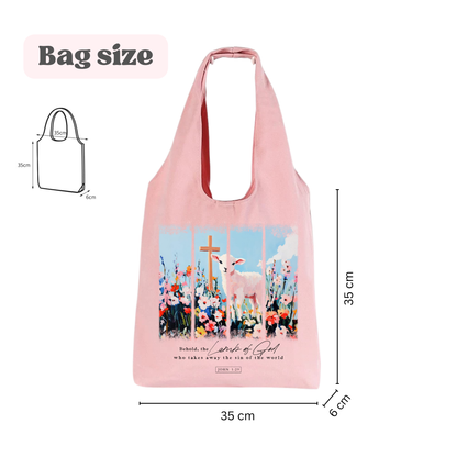 🐑 Lamb of God Tote Bag (Pastel Pink)