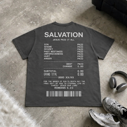 SALVATION - JESUS PAID (BOXY TEE / Brown)
