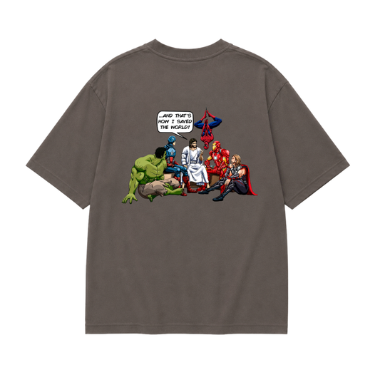 JESUS SAVED - CHRISTIAN T-SHIRT (GRAY)