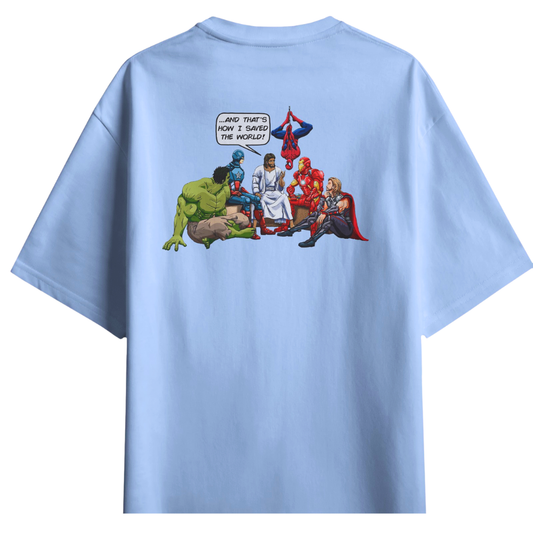 JESUS SAVED - CHRISTIAN T-SHIRT (LIGHT BLUE)