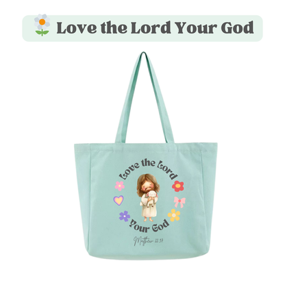 🌼 Love the Lord Your God Tote Bag (Mint Green)