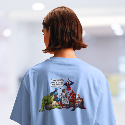 JESUS SAVED - CHRISTIAN T-SHIRT (LIGHT BLUE)