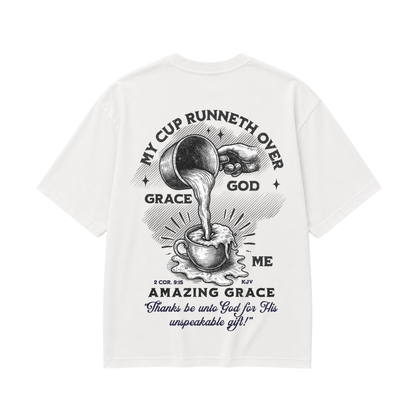 MY CUP RUNNETH OVER - CHRISTIAN T-SHIRT (WHITE)