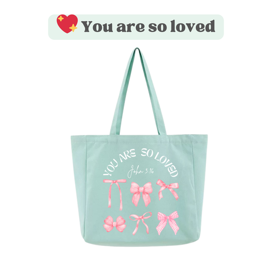 💖 You Are So Loved Tote Bag (Mint Green)