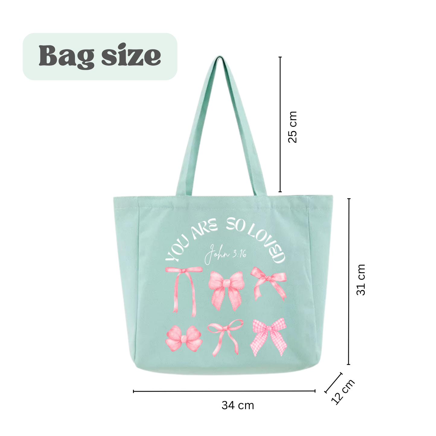 💖 You Are So Loved Tote Bag (Mint Green)