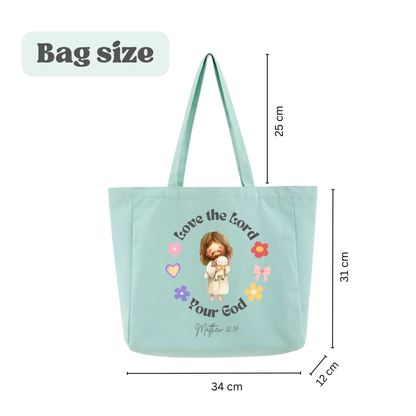 🌼 Love the Lord Your God Tote Bag (Mint Green)