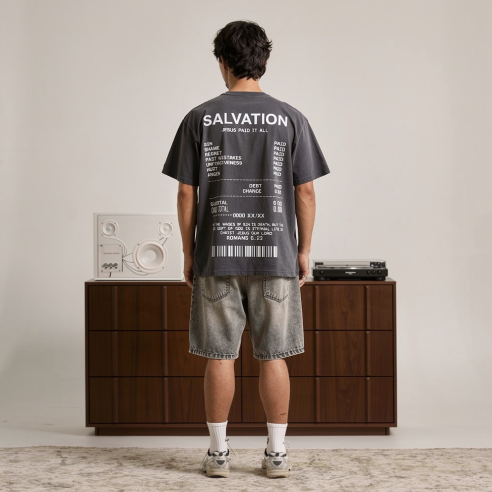 SALVATION - JESUS PAID (BOXY TEE / Brown)