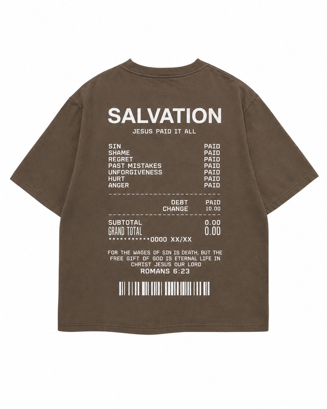 SALVATION - JESUS PAID (BOXY TEE / Brown)