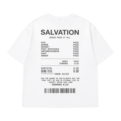 SALVATION - JESUS PAID (BOXY TEE / WHITE)