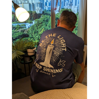 BE THE LIGHT - CHRISTIAN T-SHIRT (NAVYBLUE)